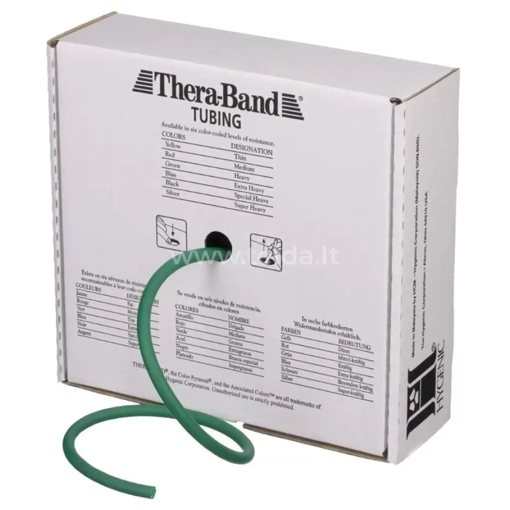 Thera-band apvali elastinė juosta, žalia, 1m