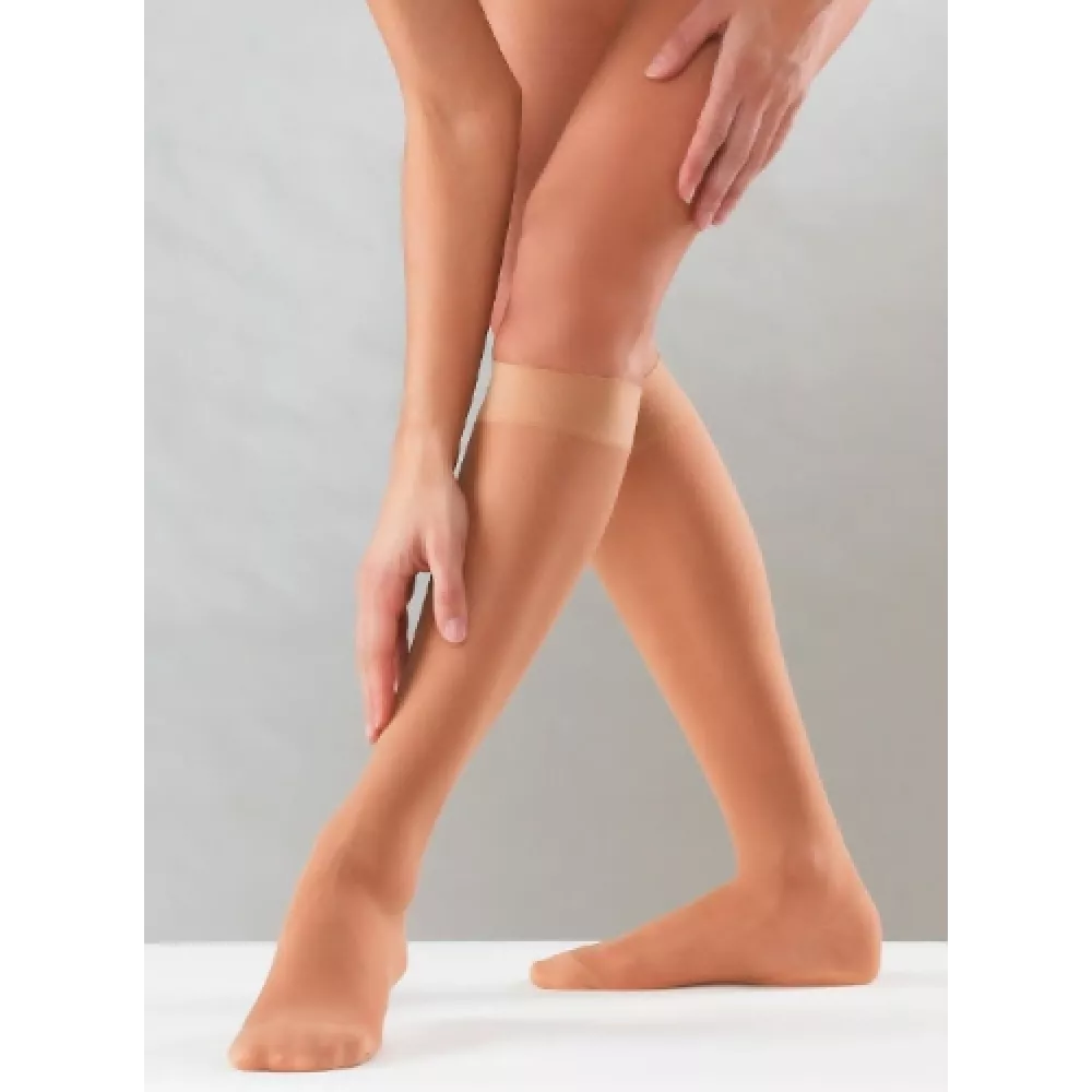 Moteriškos profilaktinės kompresinės kojinės iki kelių kūno spalvos, 1 pora