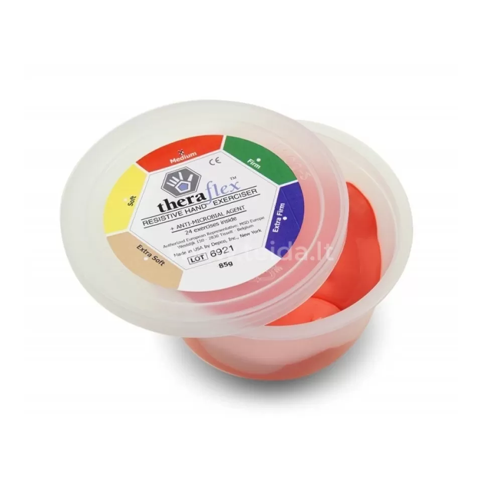 Ergoterapinė masė, raudona, vidutinio kietumo