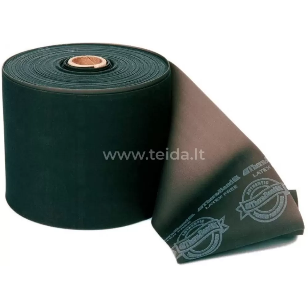 Thera-Band elastinė juosta be latekso, juoda, 1,8 m (su knyg)