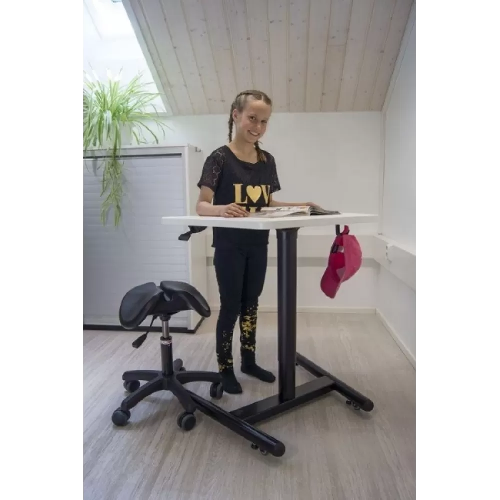 Salli mažas rašomasis stalas, juodas rėmas, baltas stalviršis