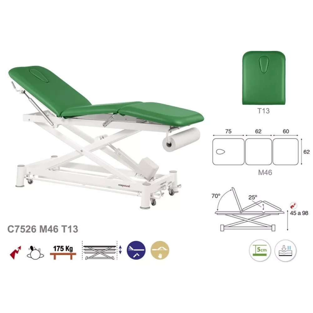 Elektrinis 3-jų dalių masažo (terapinis) stalas C7526