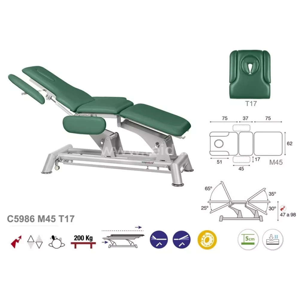Elektrinis 7-ių dalių masažo (terapinis) stalas C5986M45, T17 galvos atrama