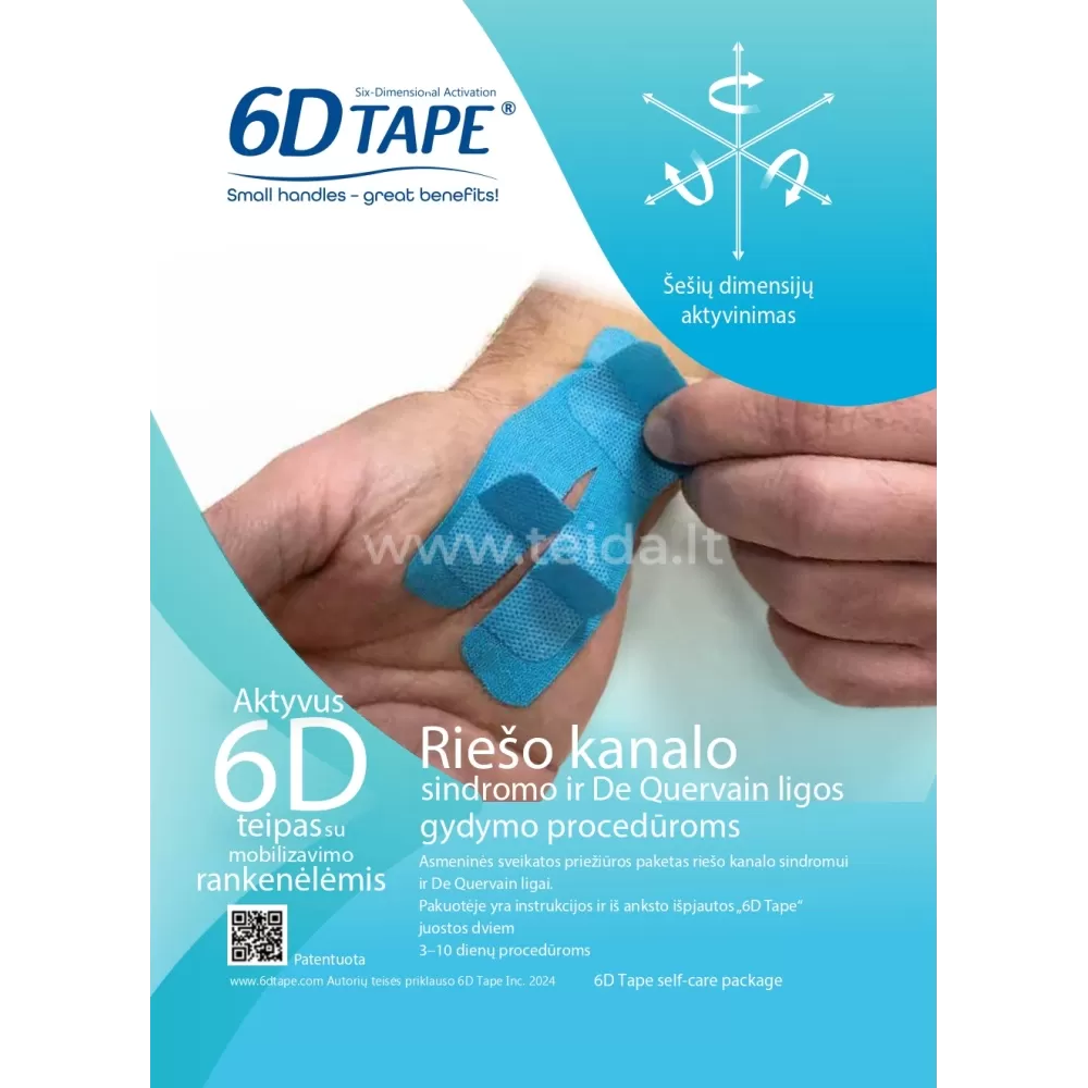 6D  teipas riešo kanalo sindromui 6 vnt, su liet metodine medžiaga