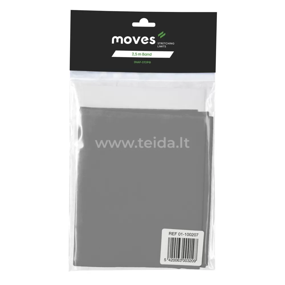 Neplyštanti elastinė juosta MOVES band 2,5 m, sidabrinė