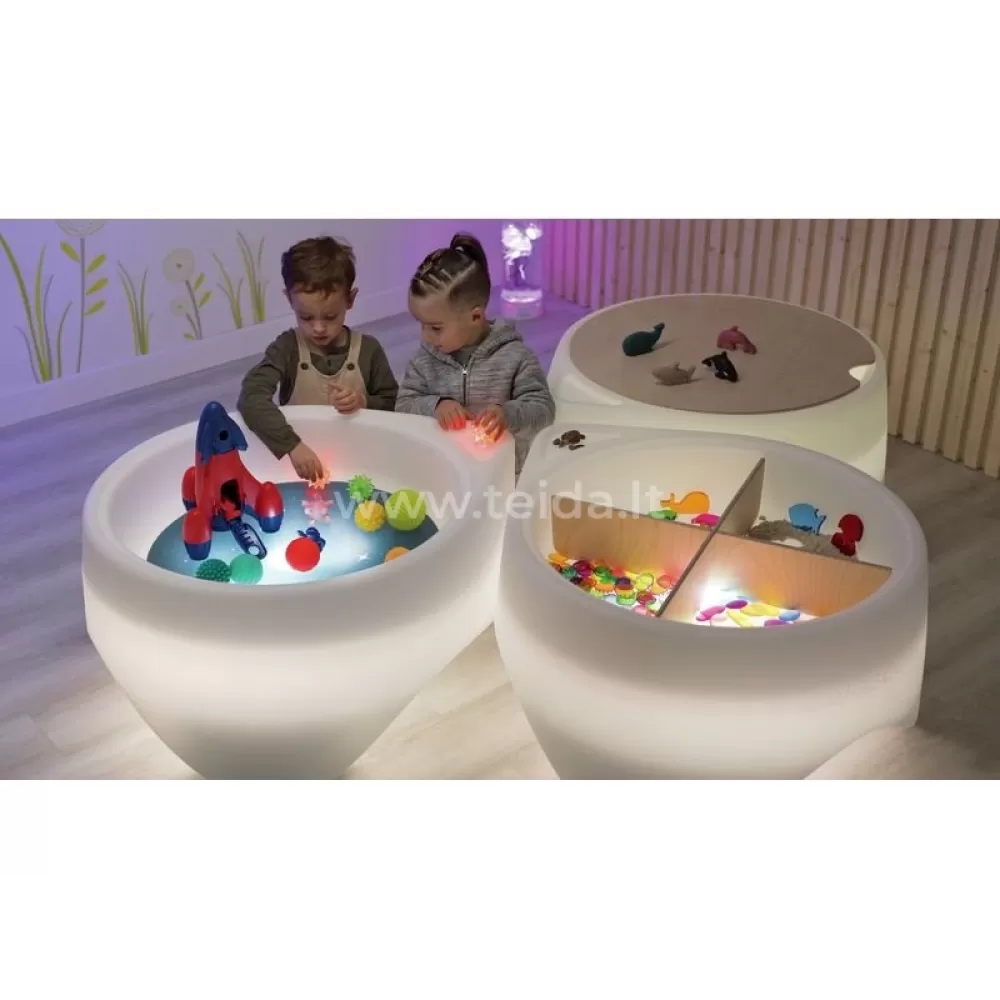 Šviečiantis stalo rinkinys su stalviršiu ir rūšiavimo apskritimu