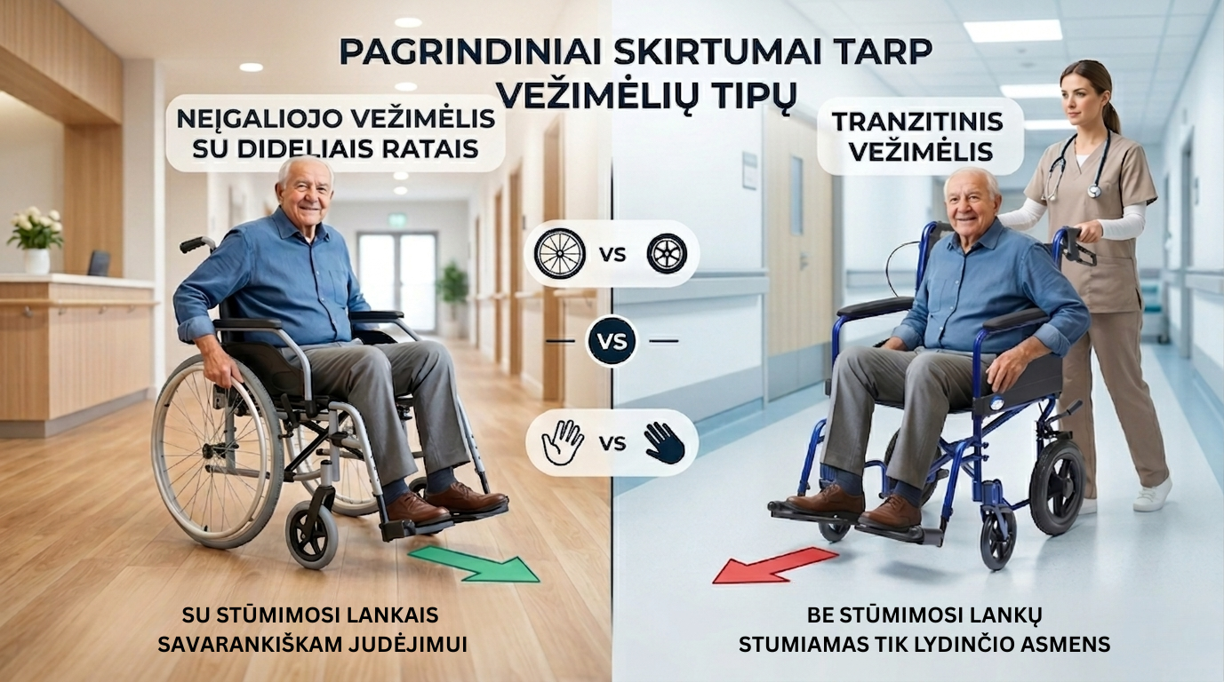 Kuo skiriasi įprastas universalaus tipo vežimėlis nuo tranzitinio?