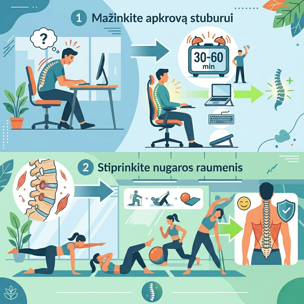 Rekomendacijos esant stuburo išvaržai ir nugaros skausmui