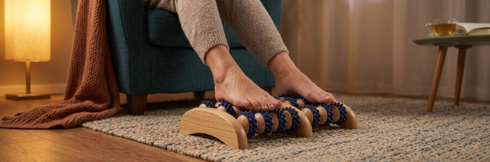 Medinnio pėdų masažuoklio naudojimas